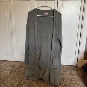 Pink Lily Fuzzy Gray Cardigan